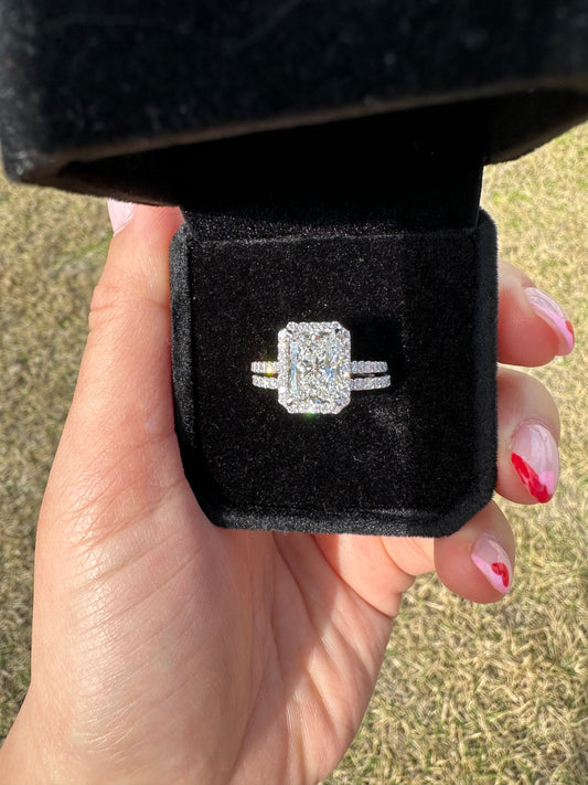 2.54ct Radiant Cut Lab-Grown Diamond Wedding Set