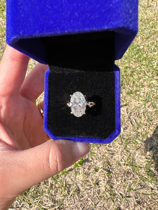 4.66ct Oval Cut Lab-Grown Twig Setting Engagement Ring
