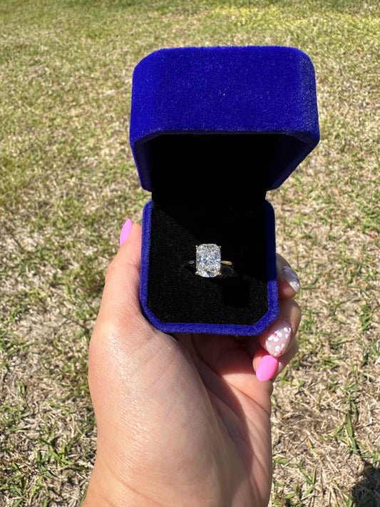 3.83ctw Elongated Cushion Cut Engagement Ring