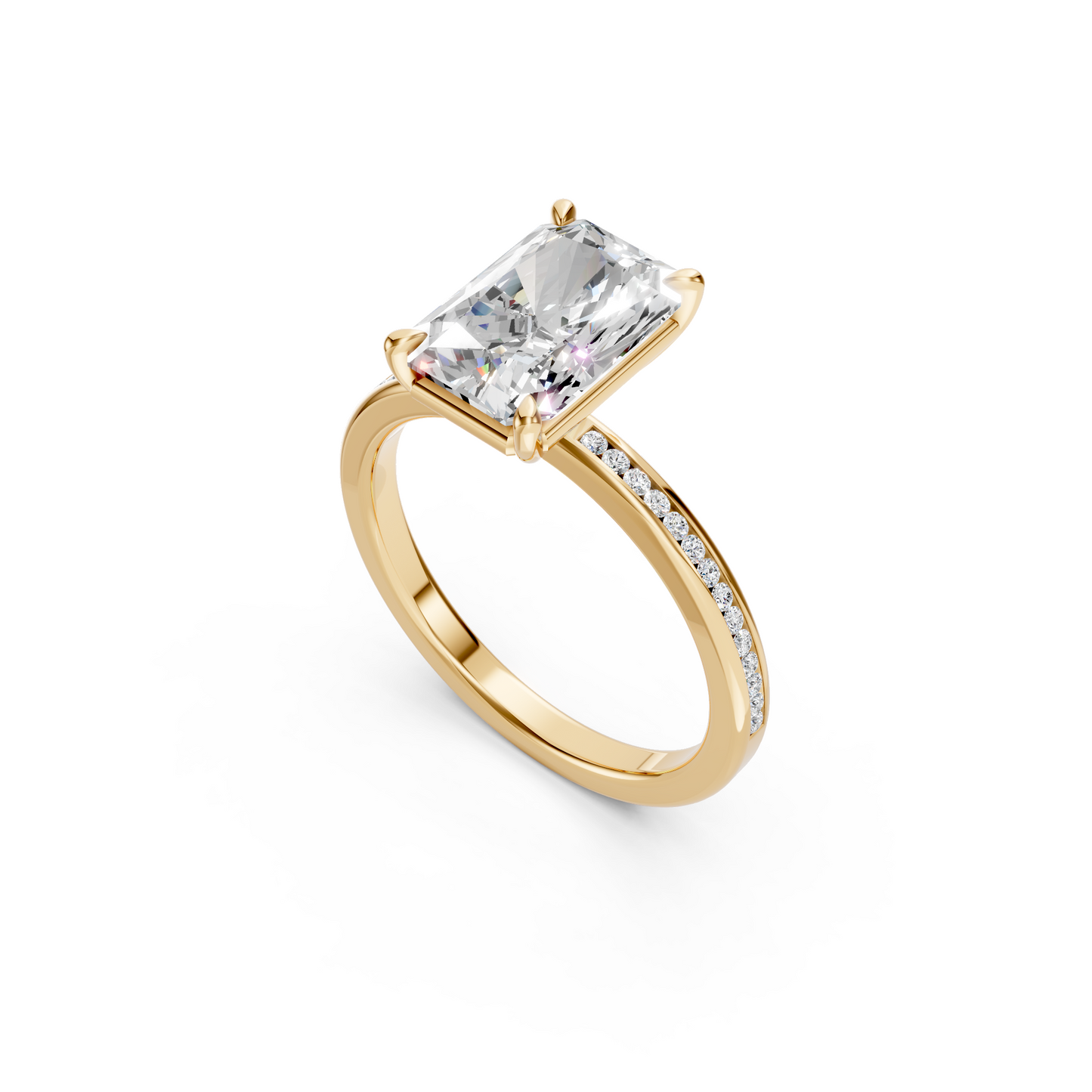 2.5ct Radiant Cut With Channel Set Pavé Engagement Ring