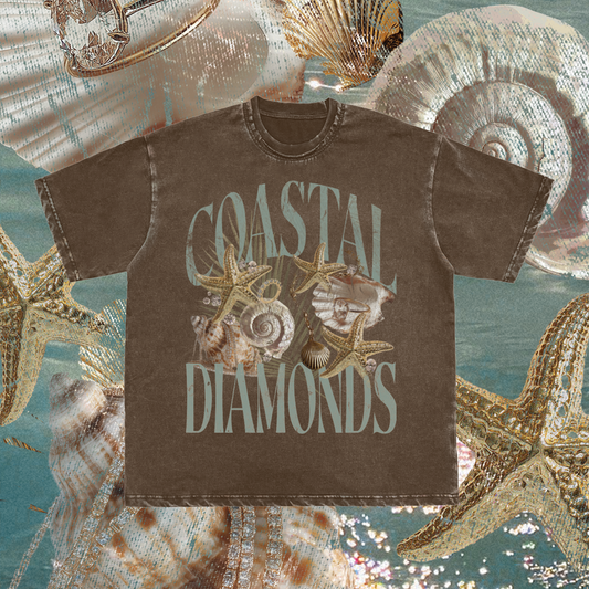Oversized Coastal Diamonds Vintage T-Shirt