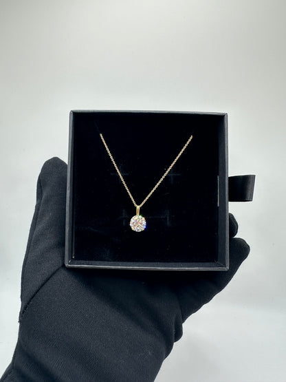 2.49ctw Solitaire Round Brilliant Cut Yellow Gold Necklace