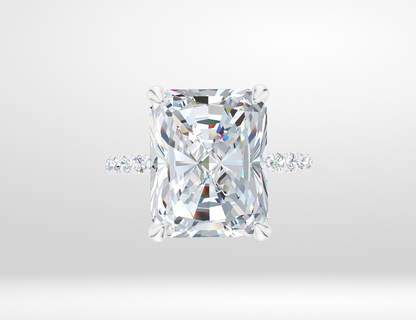 14k White Gold Setting, Size 6, Halfway French Pavé with Hidden Halo (Setting Only)