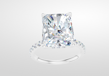 14k White Gold Setting, Size 6, Halfway French Pavé with Hidden Halo (Setting Only)