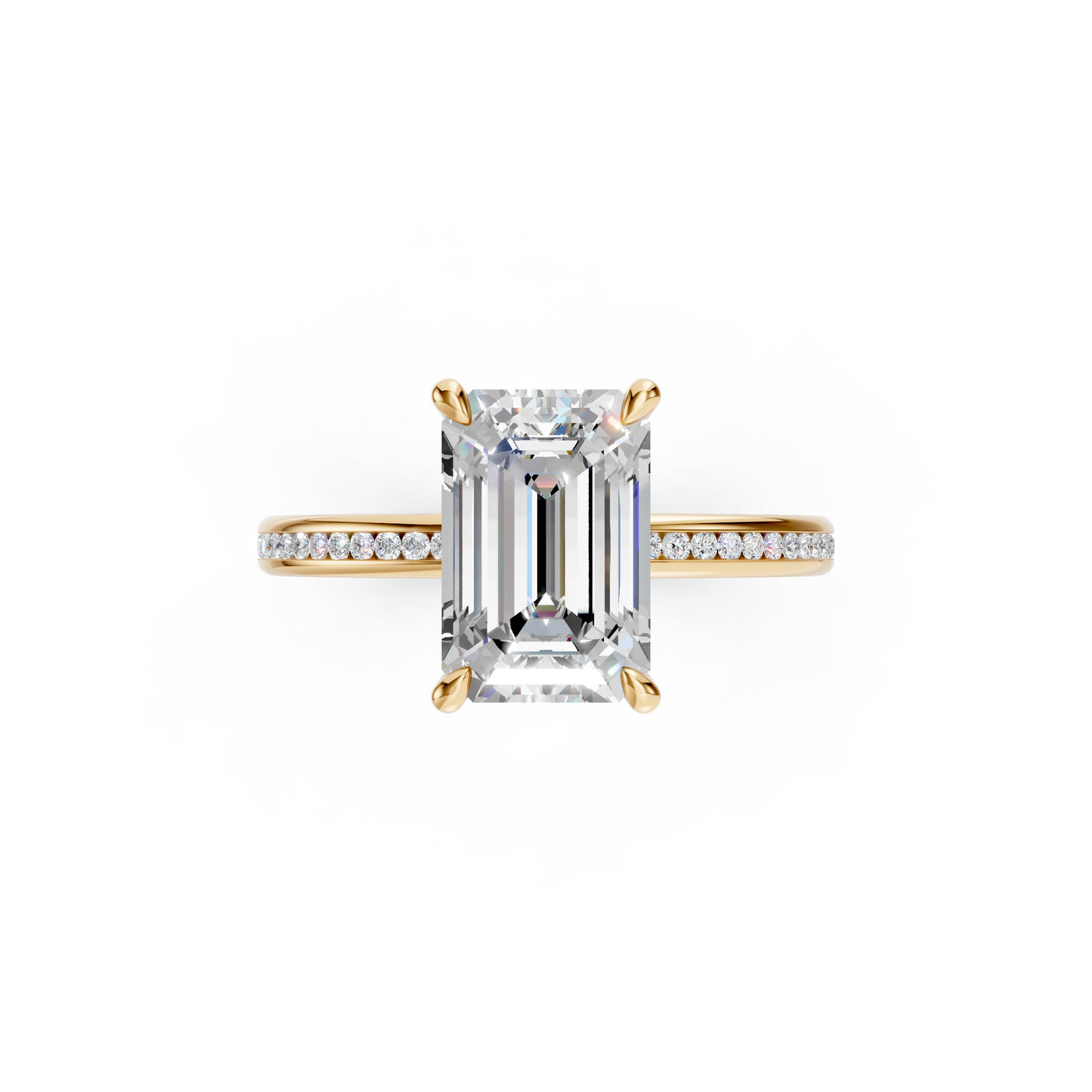2.5ct Emerald Cut With Channel Set Pavé Engagement Ring