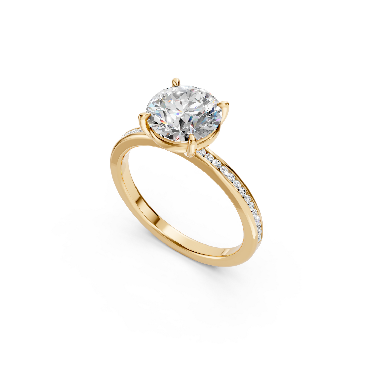 3ct Round Cut With Channel Set Pavé Engagement Ring