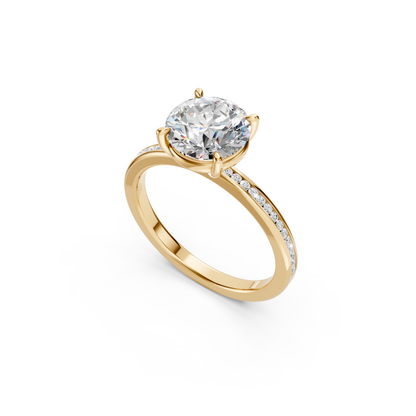 3ct Round Cut With Channel Set Pavé Engagement Ring