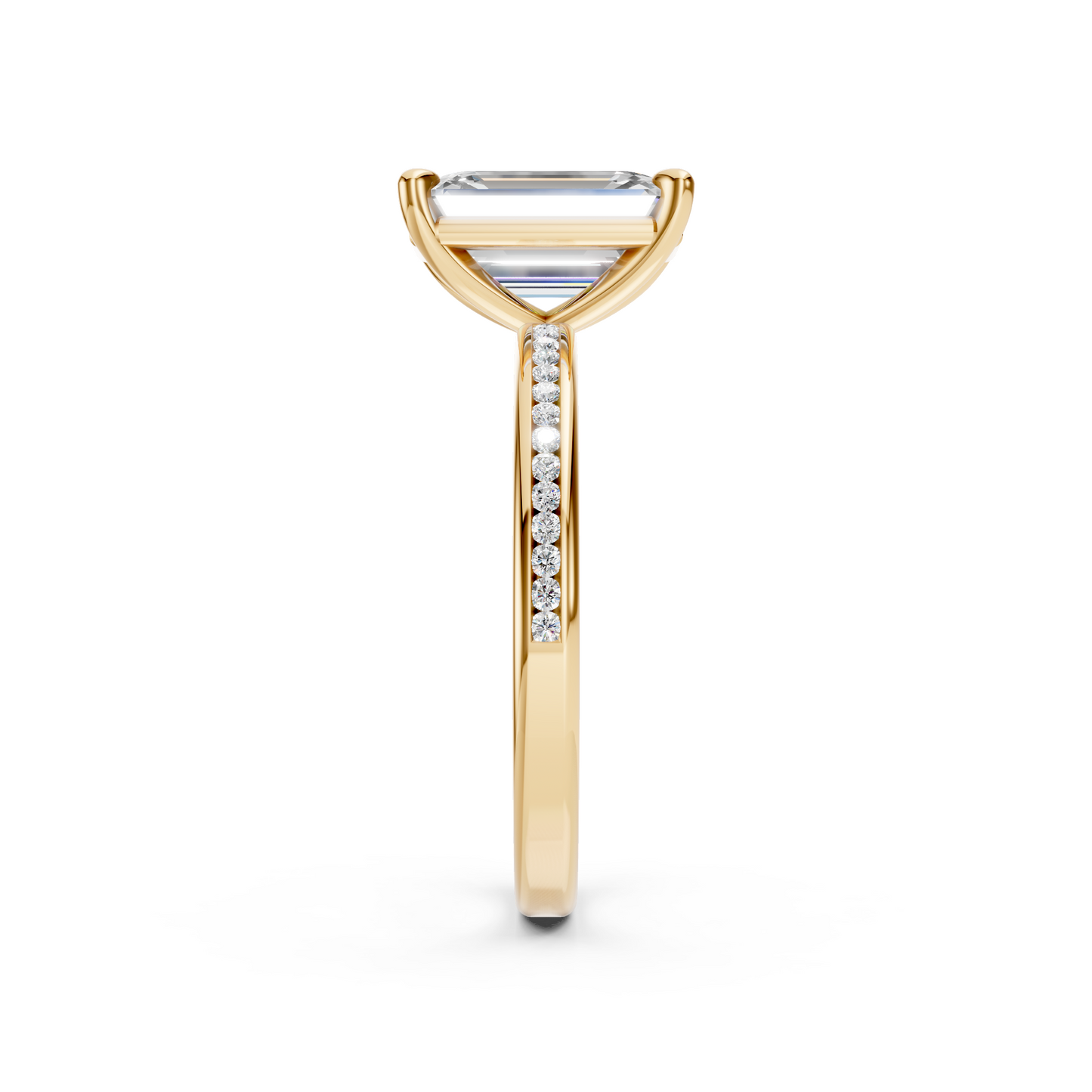 2.5ct Emerald Cut With Channel Set Pavé Engagement Ring