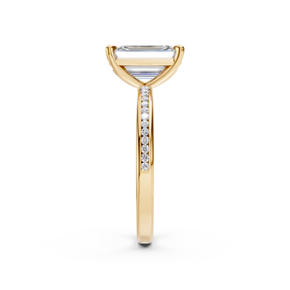 2.5ct Emerald Cut With Channel Set Pavé Engagement Ring