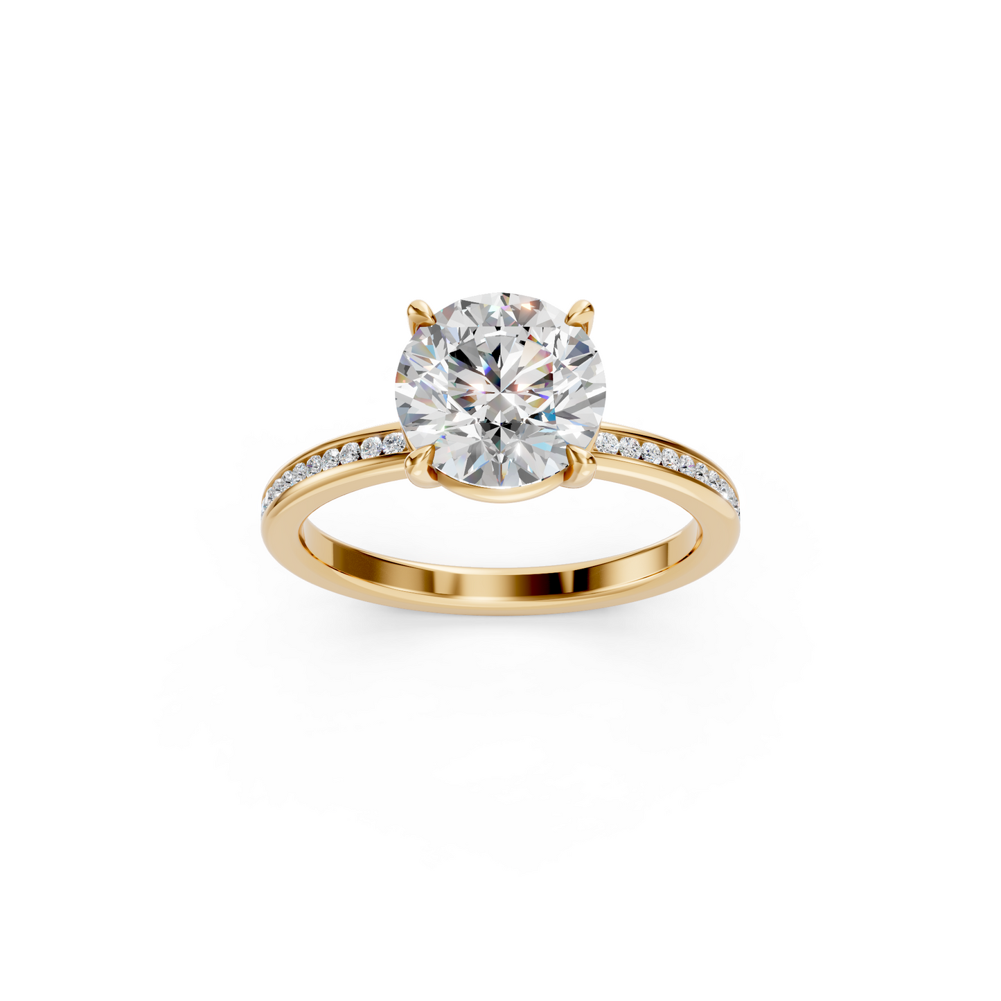 3ct Round Cut With Channel Set Pavé Engagement Ring