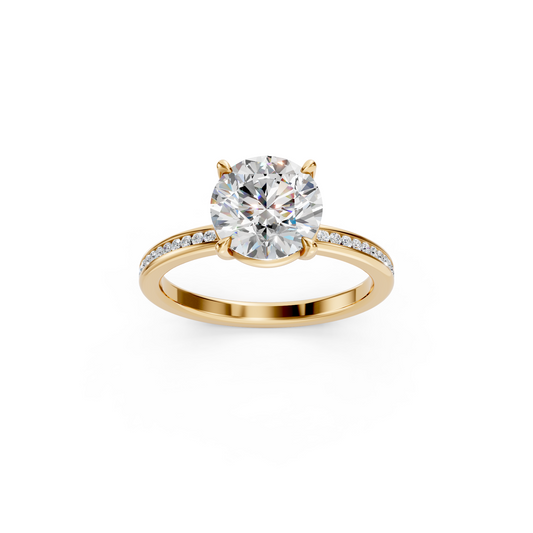 3ct Round Cut With Channel Set Pavé Engagement Ring