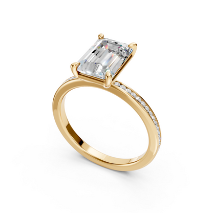 2.5ct Emerald Cut With Channel Set Pavé Engagement Ring