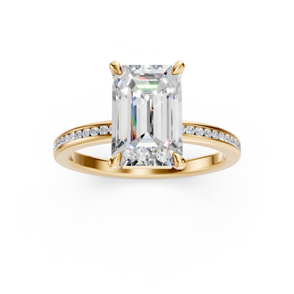 2.5ct Emerald Cut With Channel Set Pavé Engagement Ring