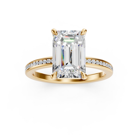 2.5ct Emerald Cut With Channel Set Pavé Engagement Ring
