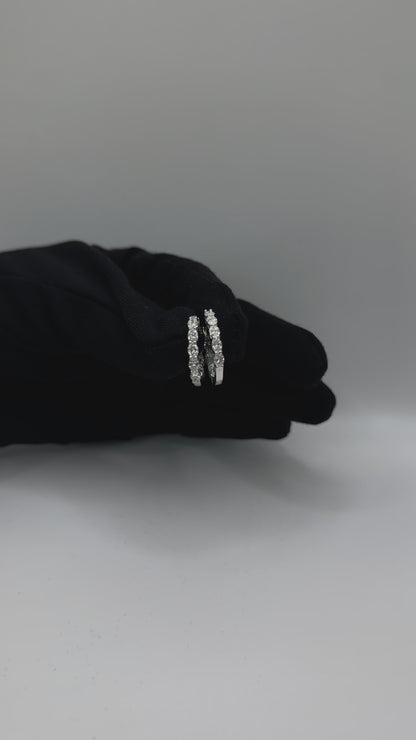 Elegant Sparkle: 3ctw Oval Diamond Huggies in 14K White Gold