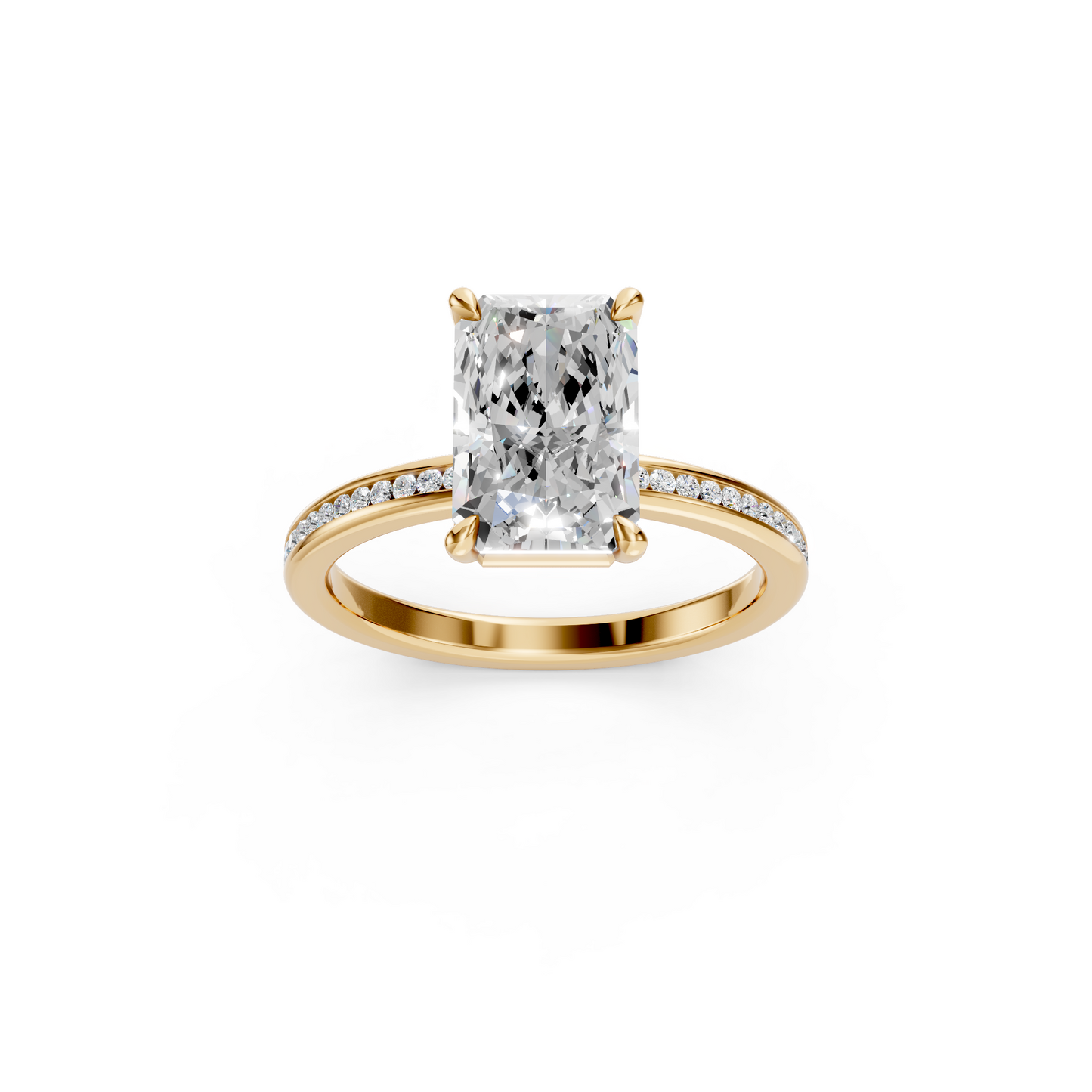 2.5ct Radiant Cut With Channel Set Pavé Engagement Ring